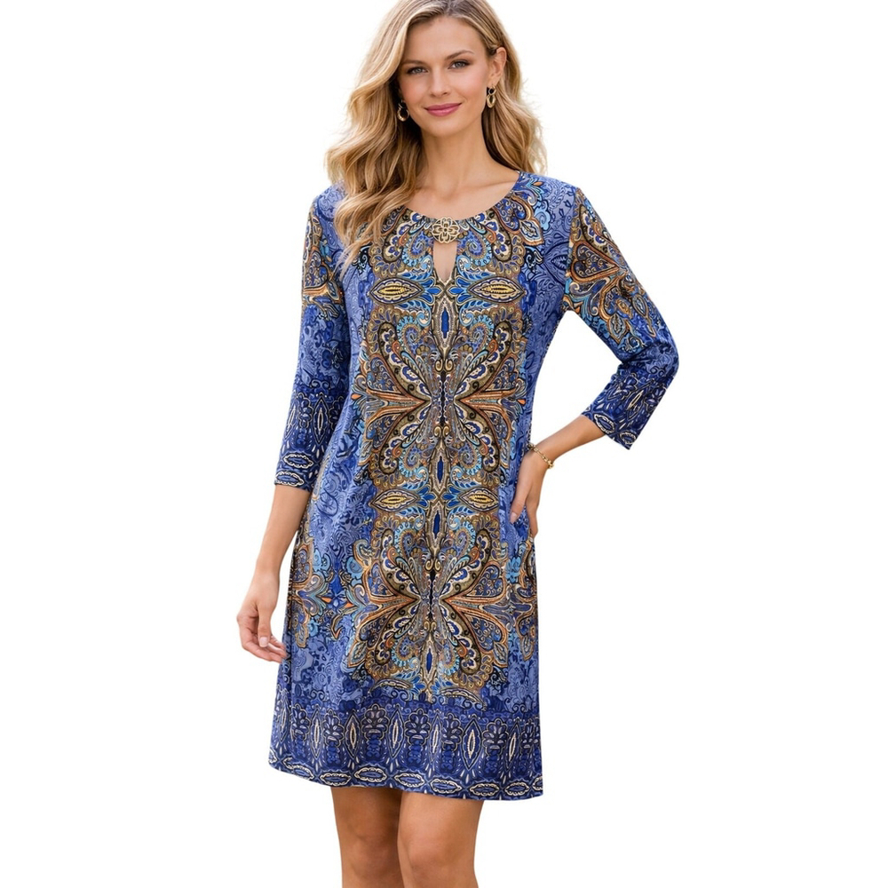 Sunny Leigh Large Geo Gold Medallion Dress